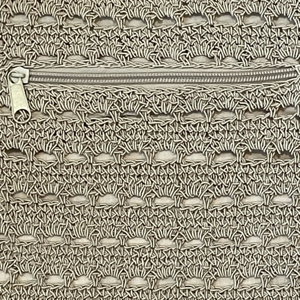 Woven crocheted tan shoulder bag with eyeglass case - Picture 2 of 7